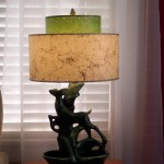 1950s lamp with reproduction fiberglass lampshade