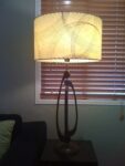 picture of large drum lampshade on vintage lamp