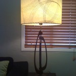 picture of large drum lampshade on vintage lamp