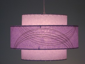 image of hanging lamp, in purple fiberglass