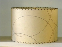 cream drum lampshade with whipstitching