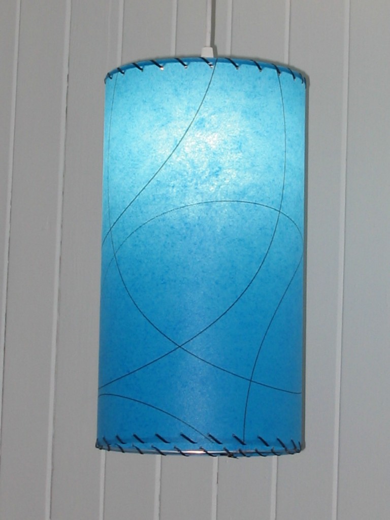 picture of small hanging blue lamp