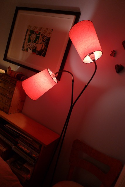 red fiberglass cone lampshades with uno fitting