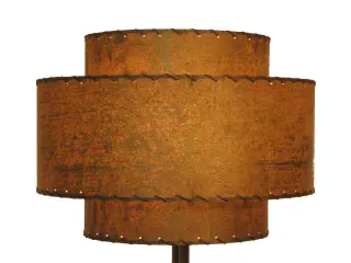 1950s lighting: a large 3-tier fiberglass lampshade in the midcentury-modern style