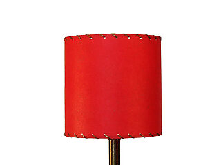 small drum lamp shade, red fiberglass, 8 inch diameter
