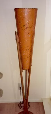 photo of Danish Modern-style lamp by Modeline, with replacement fiberglass lampshsde